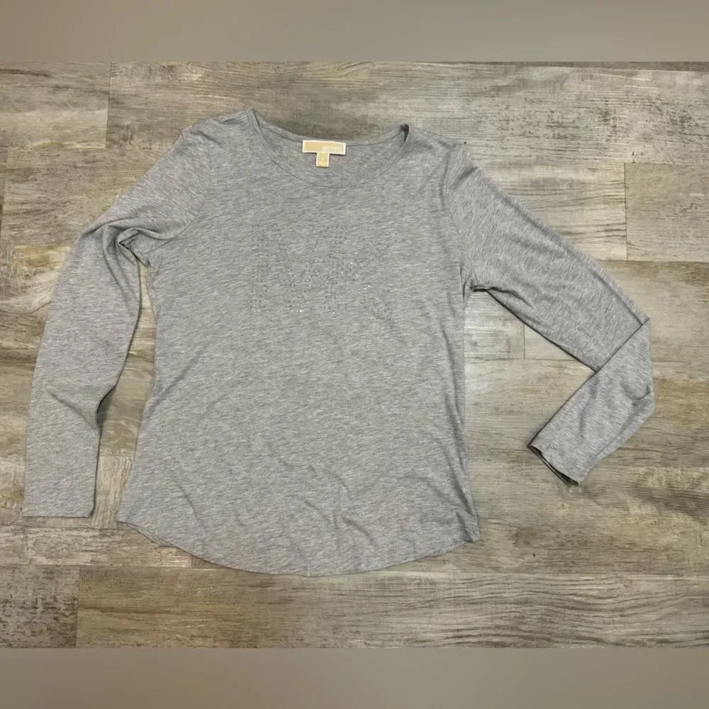 NWOT NEW MICHAEL KORS Woman’s Long Sleeve Tshirt Top Gray sz M